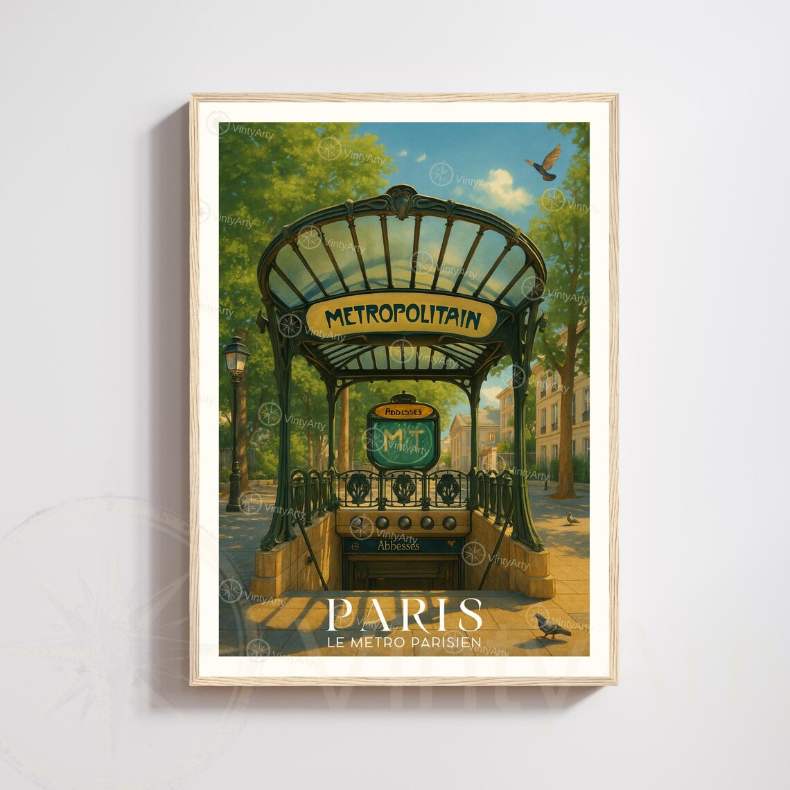 Paris Metro Abbesses Art Nouveau Entrance Vintage Travel Art Poster