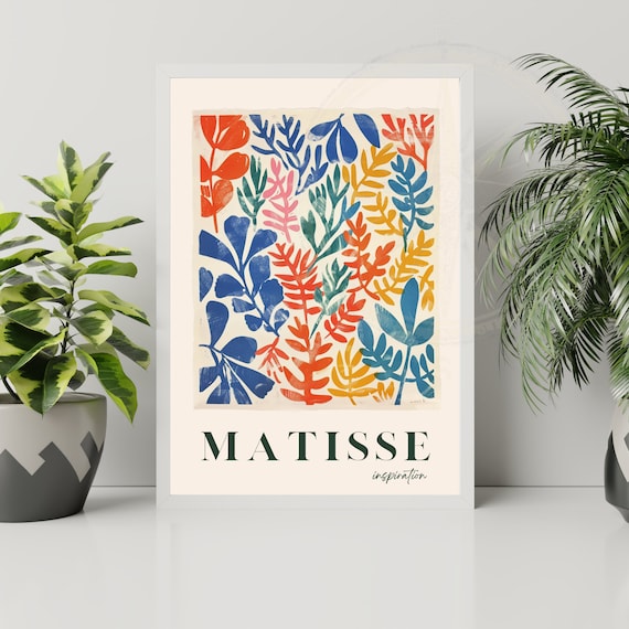 Matisse Inspiration Colorful Leaf Pattern Botanical Cutout Art Poster