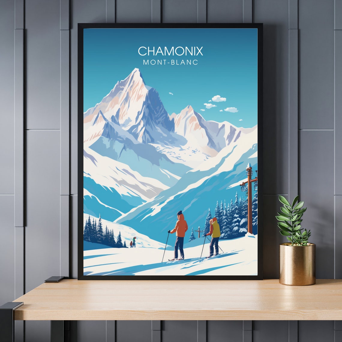 Chamonix Mont-Blanc French Alps Ski Resort Mountain View Poster