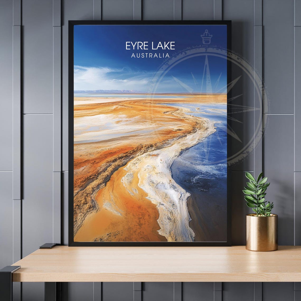 Eyre Lake Australia Aerial Salt Pan Sunset Orange Landscape Poster