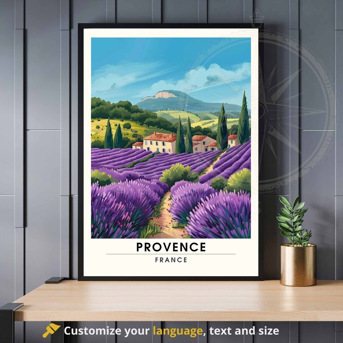 Provence Travel Print, Rolling Lavender Fields