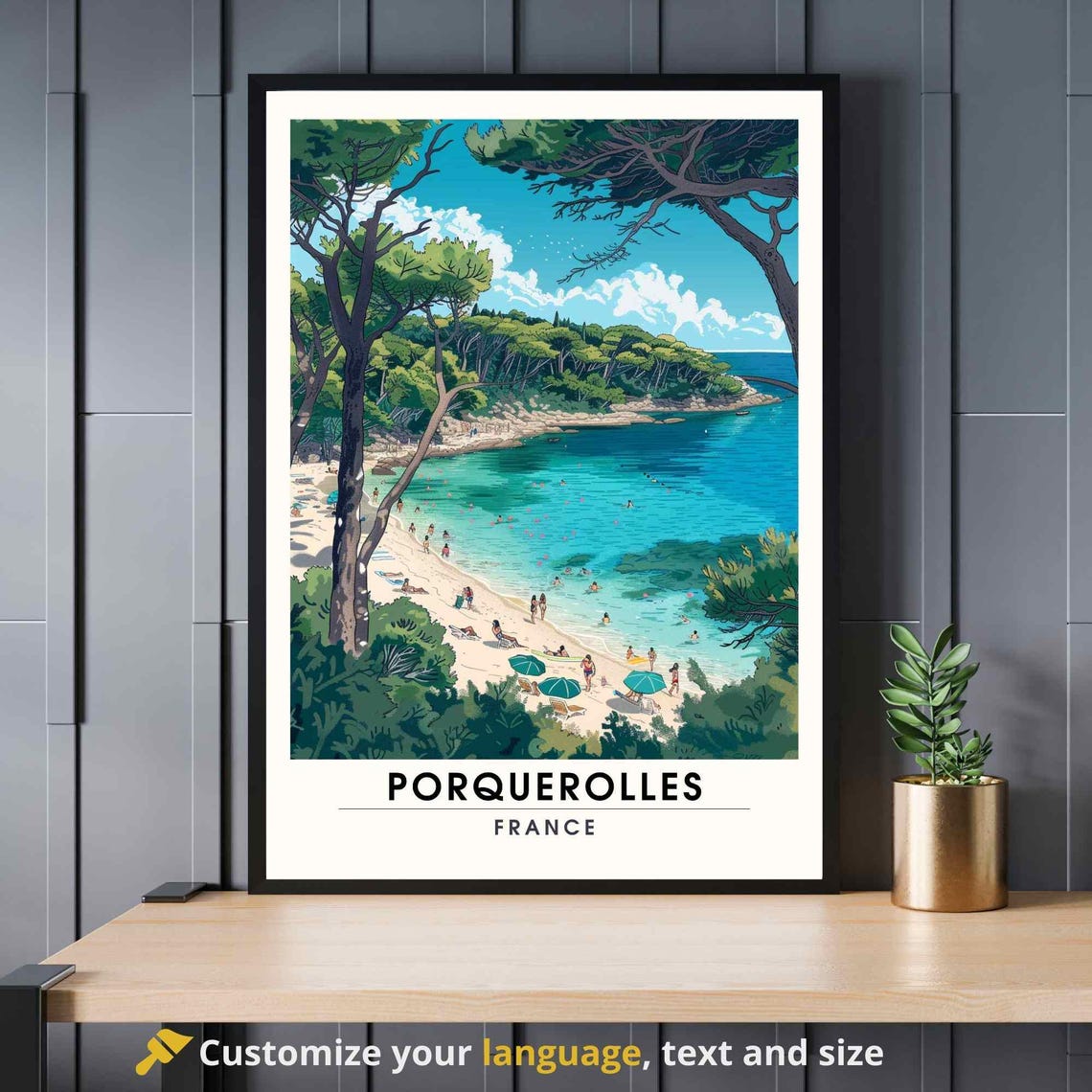 Porquerolles France Island Beach Retro Travel Poster For Francophiles