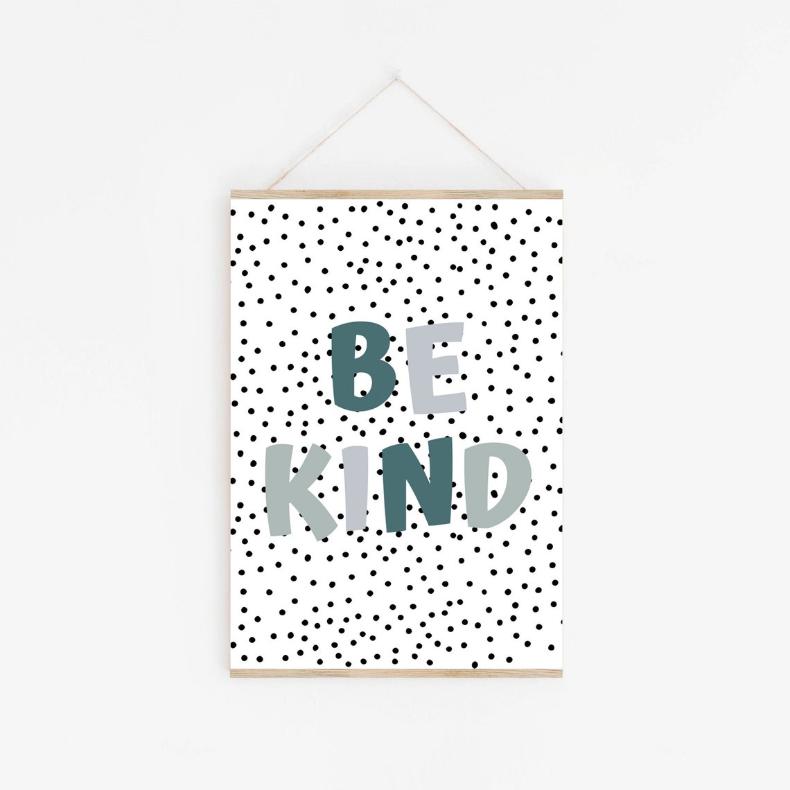 Be Kind Colorful Block Letters Polka Dot Nursery Wall Decor Poster - Image 2