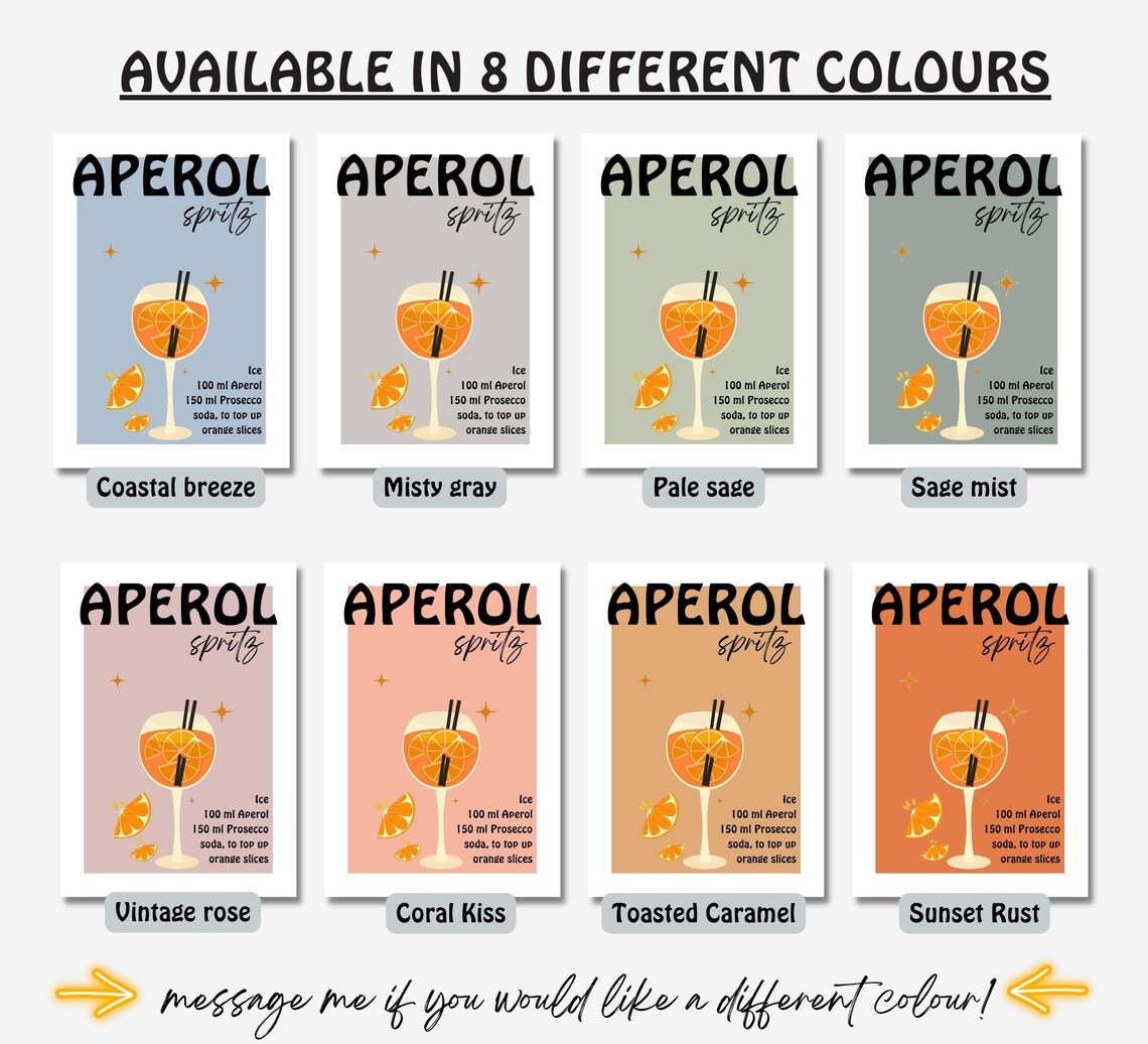 Retro Aperol Spritz Vintage Cocktail Art Print - Image 2
