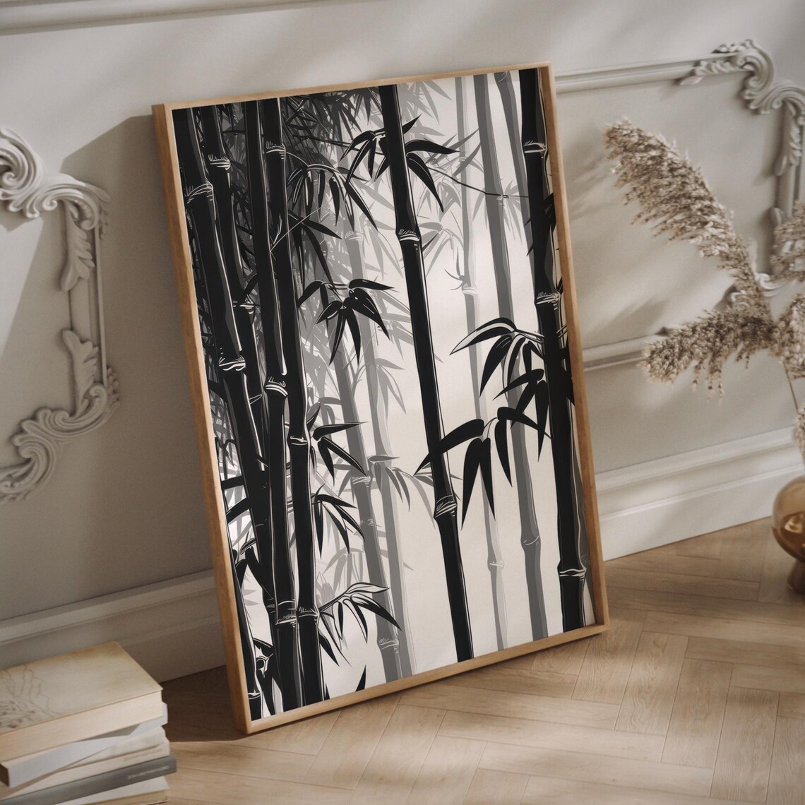 Monochrome Bamboo Grove Zen Japanese Forest Minimalist Poster - Image 2