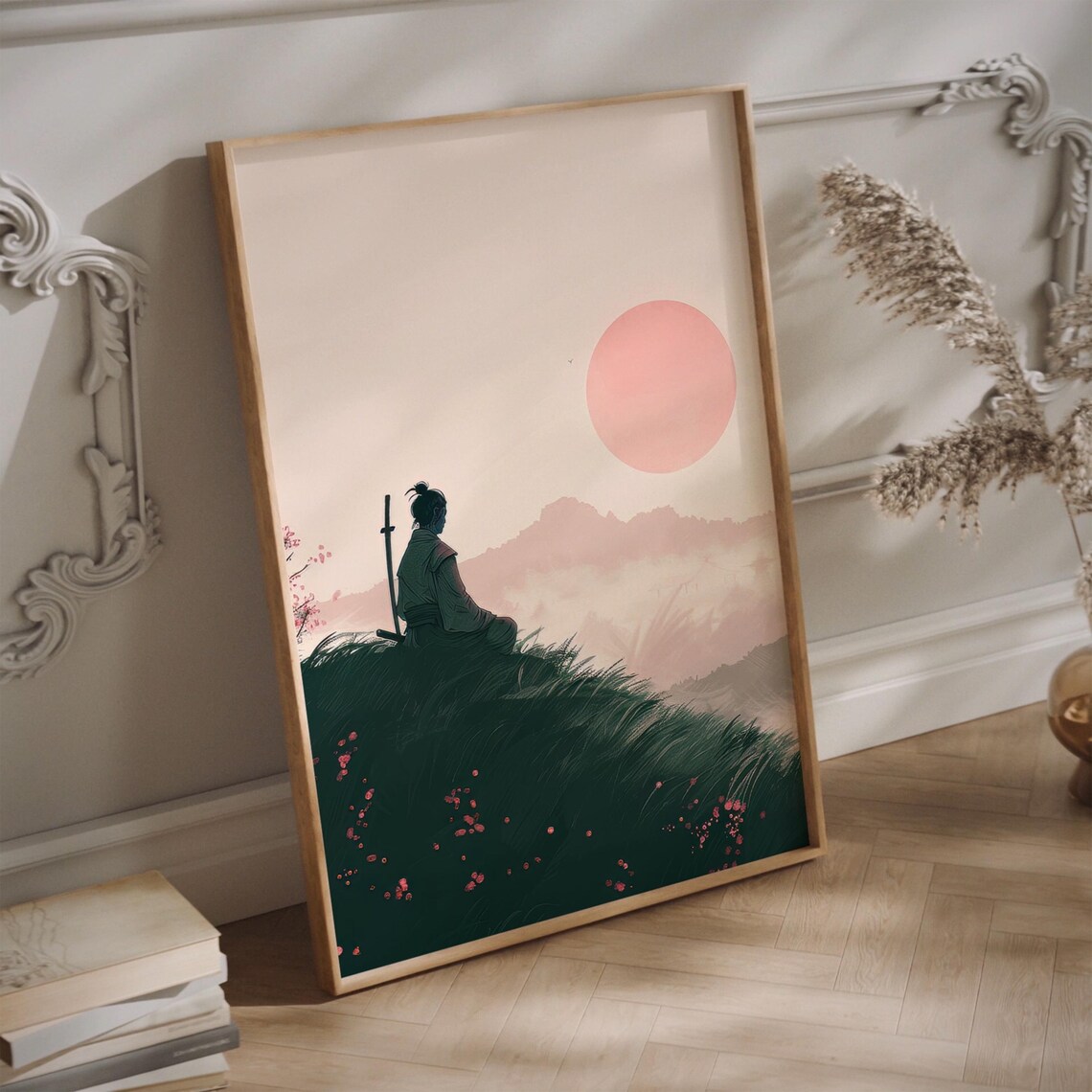 Samurai Sunset, Zen Meditation Wall Art - Image 3