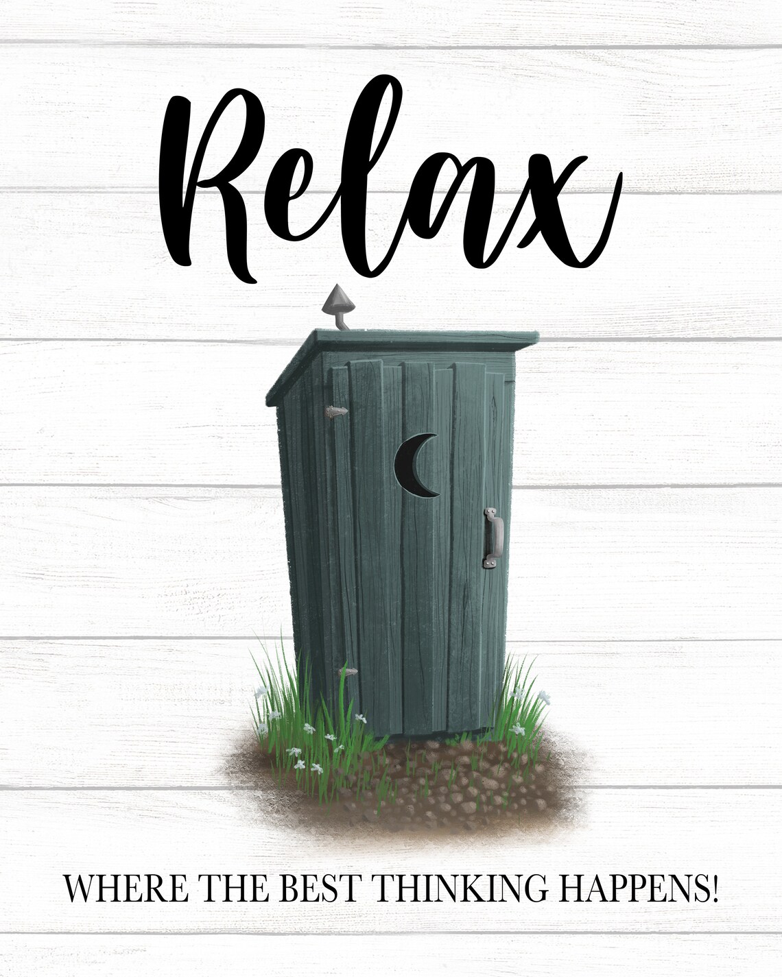 Where The Best Thinking Happens Outhouse Art Print - Image 2