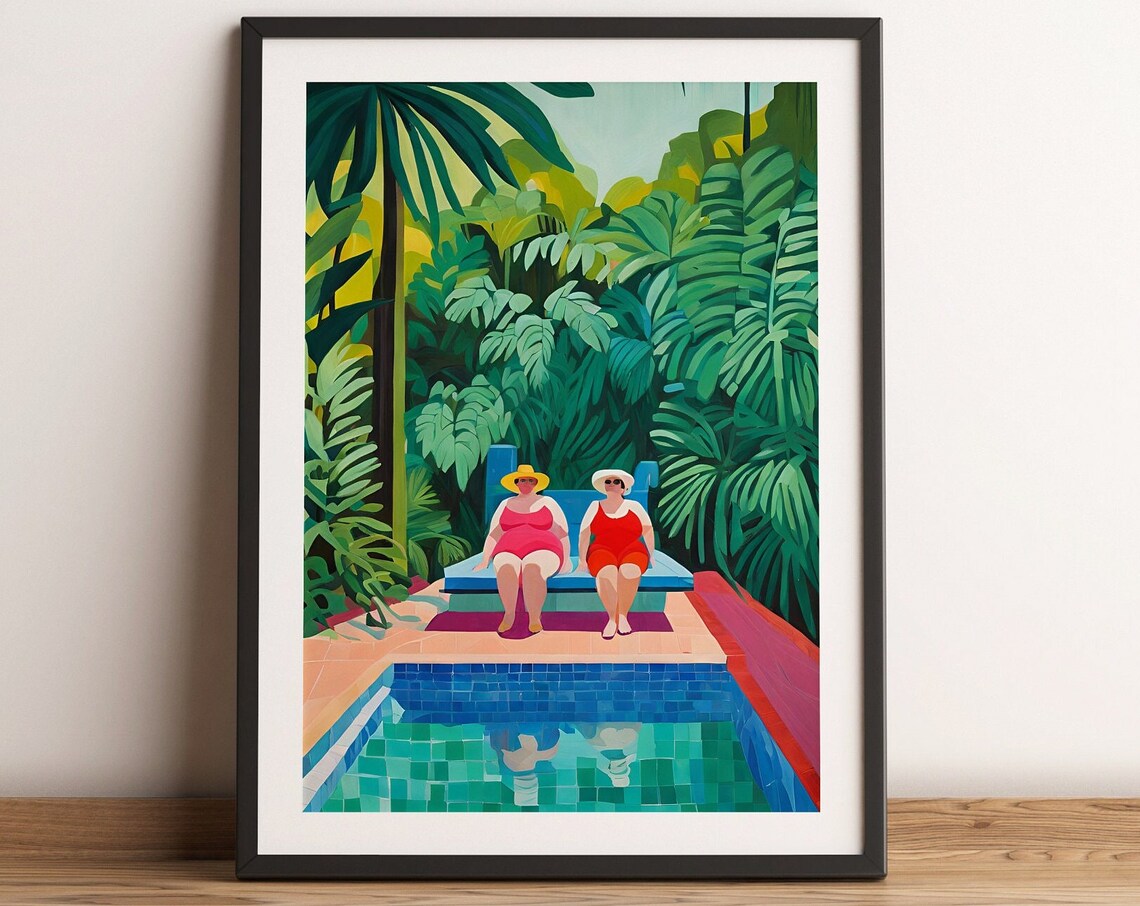 Jungle Pool Tropical Artwork, Vacation Poster