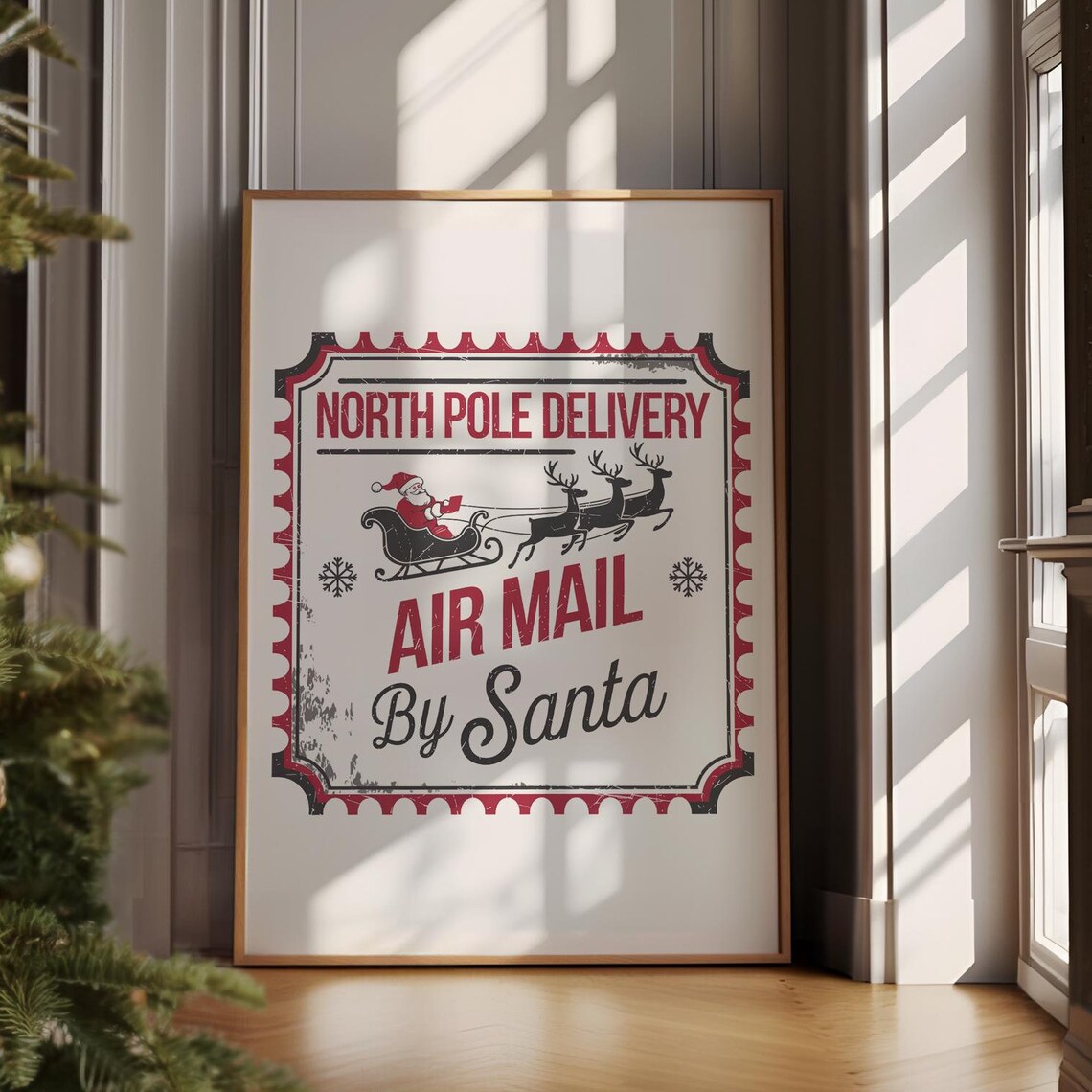 North Pole Delivery Air Mail By Santa Vintage Stamp Style Print - Image 5