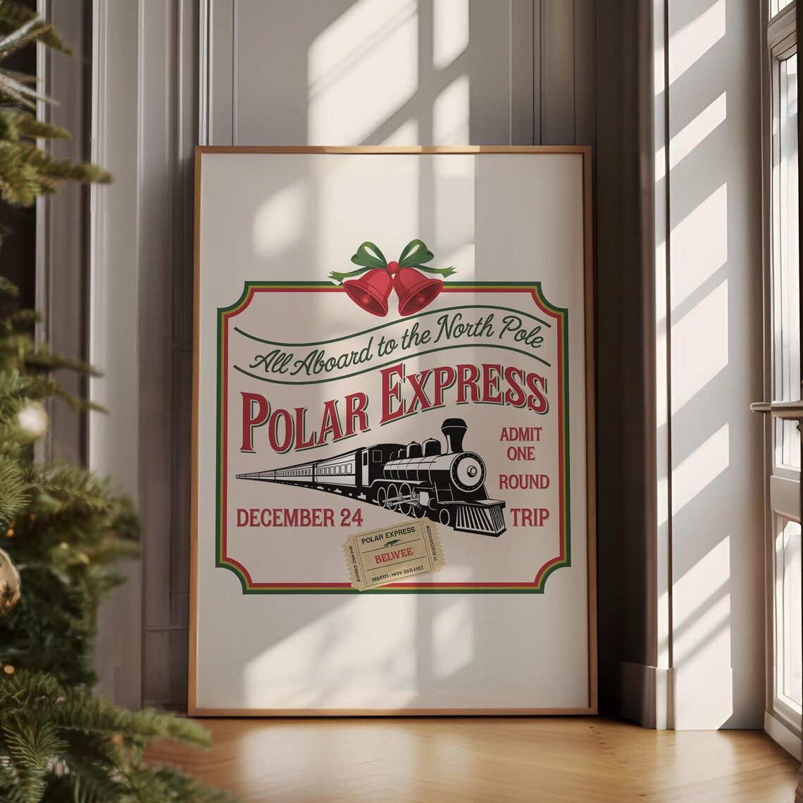 Polar Express North Pole Station Vintage Steam Train Sign Poster