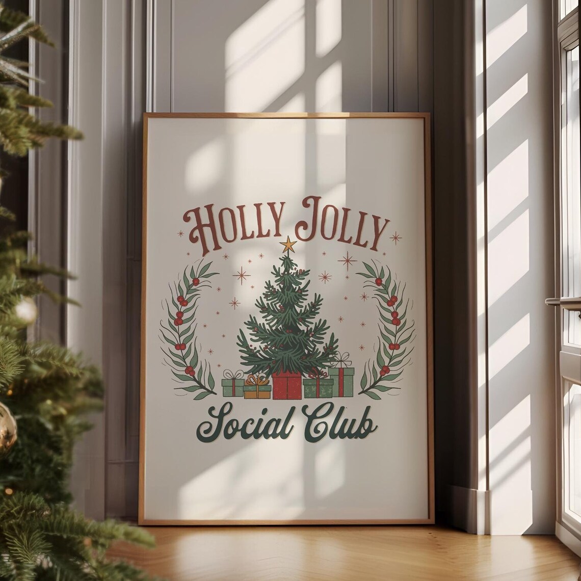 Holly Jolly Social Club Christmas Tree Holiday Festive Poster - Image 5