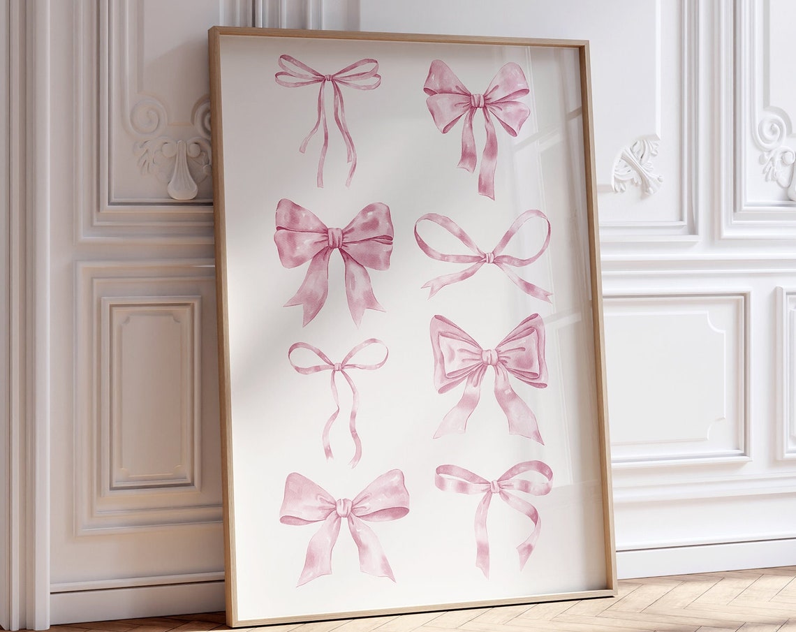 Pink Watercolor Bow Collection Coquette Balletcore Art Poster