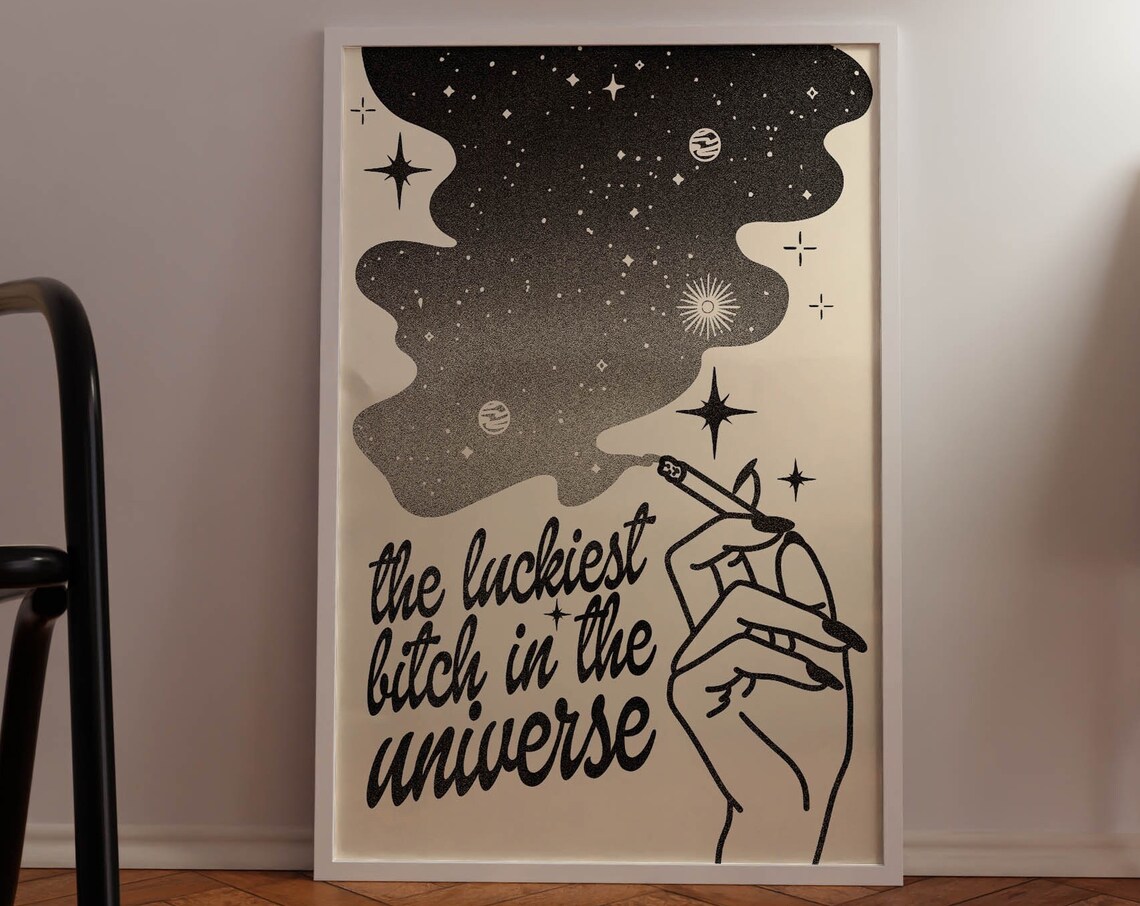 Lucky You Retro Wall Art Print, Funky Decor