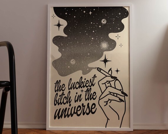 Lucky You Retro Wall Art Print, Funky Decor