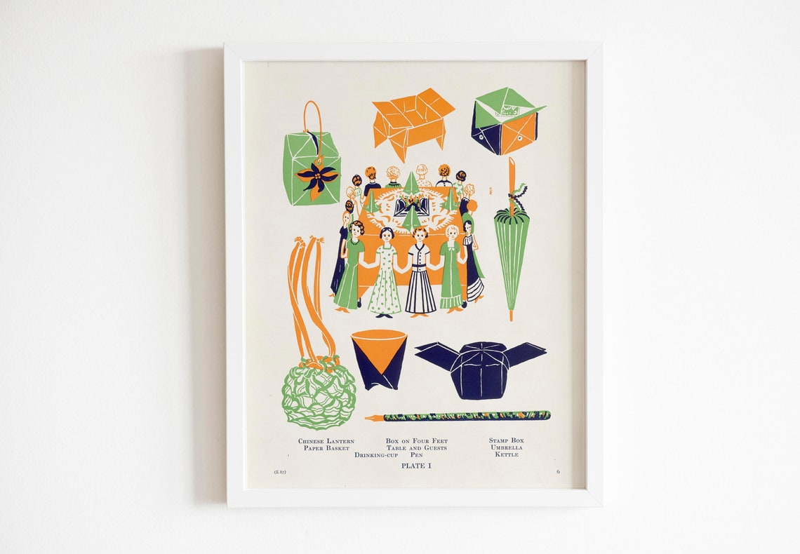 Vintage Origami Animals Plate III Papercraft Instruction Chart Poster - Image 2