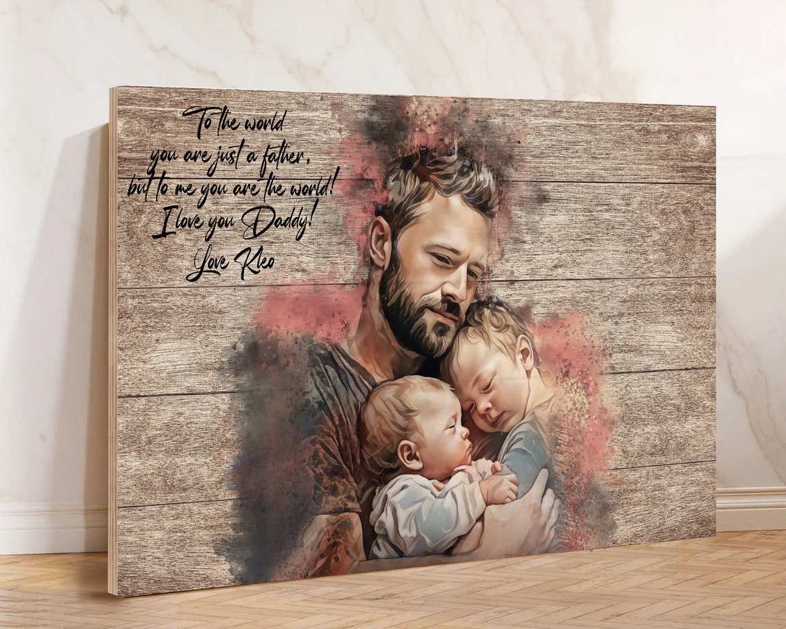 Grandpa Christmas Gift Grandpa Birthday Gift From Granddaughter Custom Grandfather Wall Art Grandkids Print Custom Family Illustration Decor - Image 2