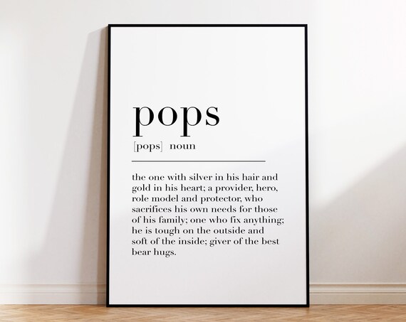 Pops Definition Print Gifts For Pops Family Gifts Gift For Grandfather Pops Poster Pops Print Fathers Day Gifts