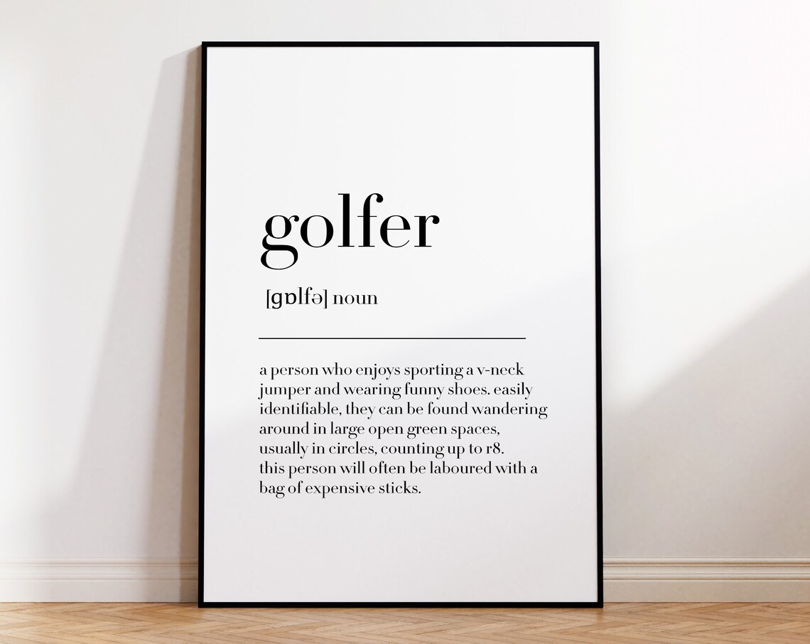 Golfer Definition Print Funny Sports Noun Meaning Gift Poster