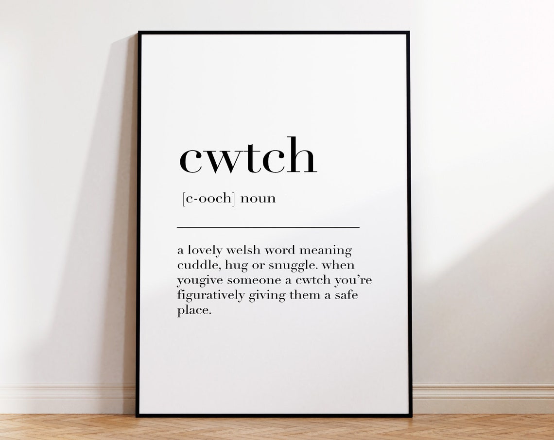 Cwtch Welsh Definition Minimalist Dictionary Cuddle Quote Poster