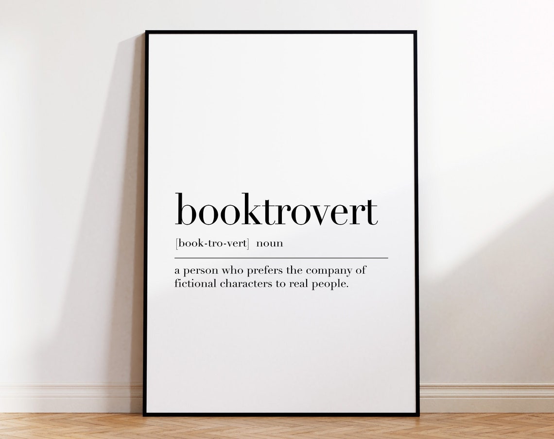 Booktrovert Dictionary Definition Book Lover Quote Gift Wall Art