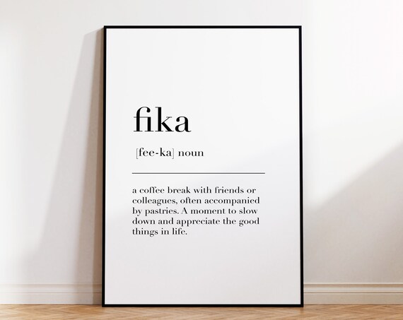 Fika Poster Fika Print Definition Poster Scandinavian Art Fika Wall Art Poster Bedroom Wall Art Fika Definition
