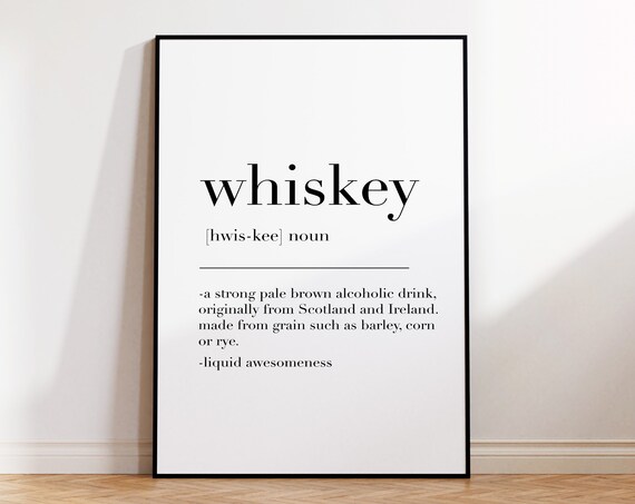 Whiskey Definition Dictionary Print Bar Decor Whiskey Lover Gift Art Poster