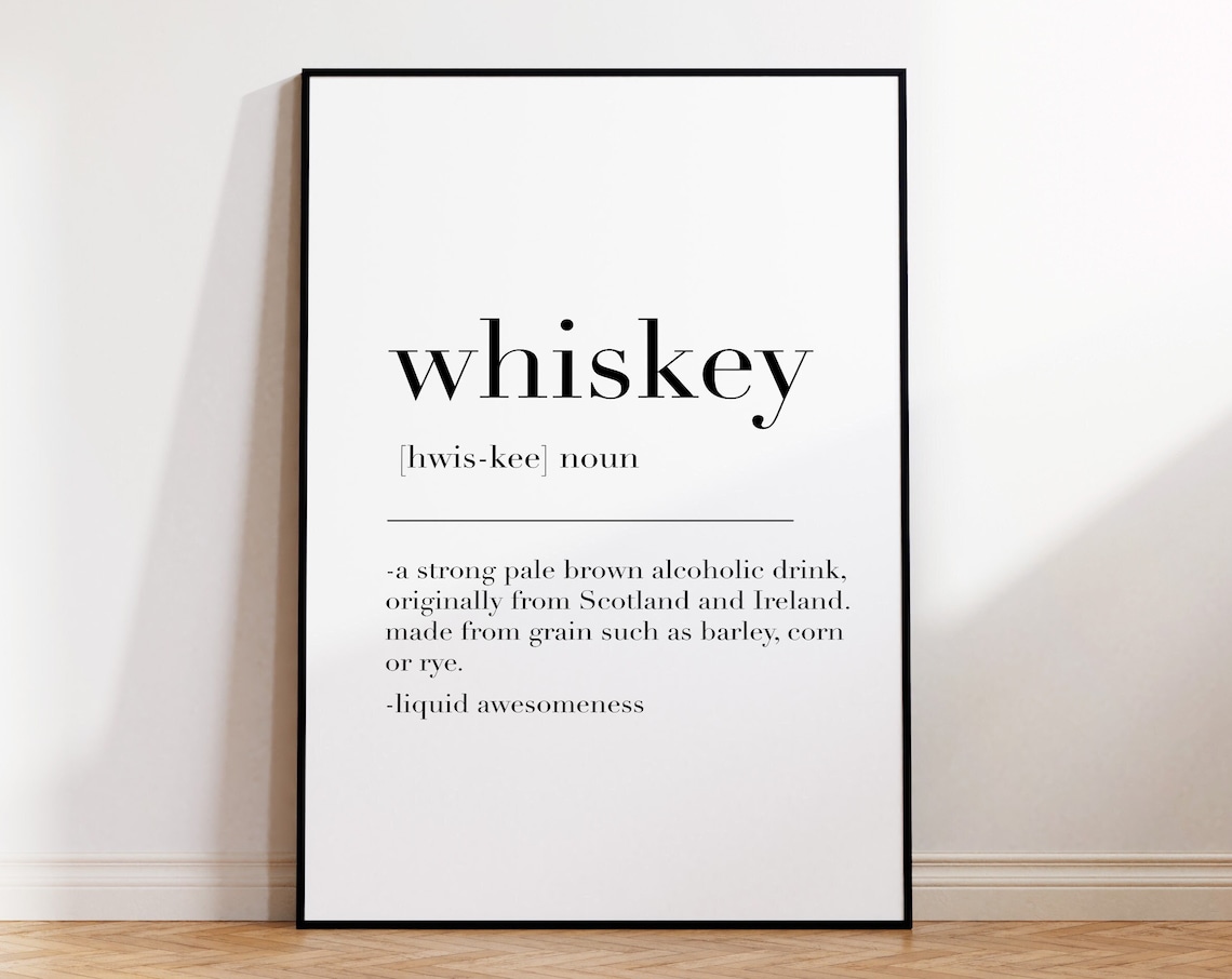 Whiskey Definition Dictionary Print Bar Decor Whiskey Lover Gift Art Poster