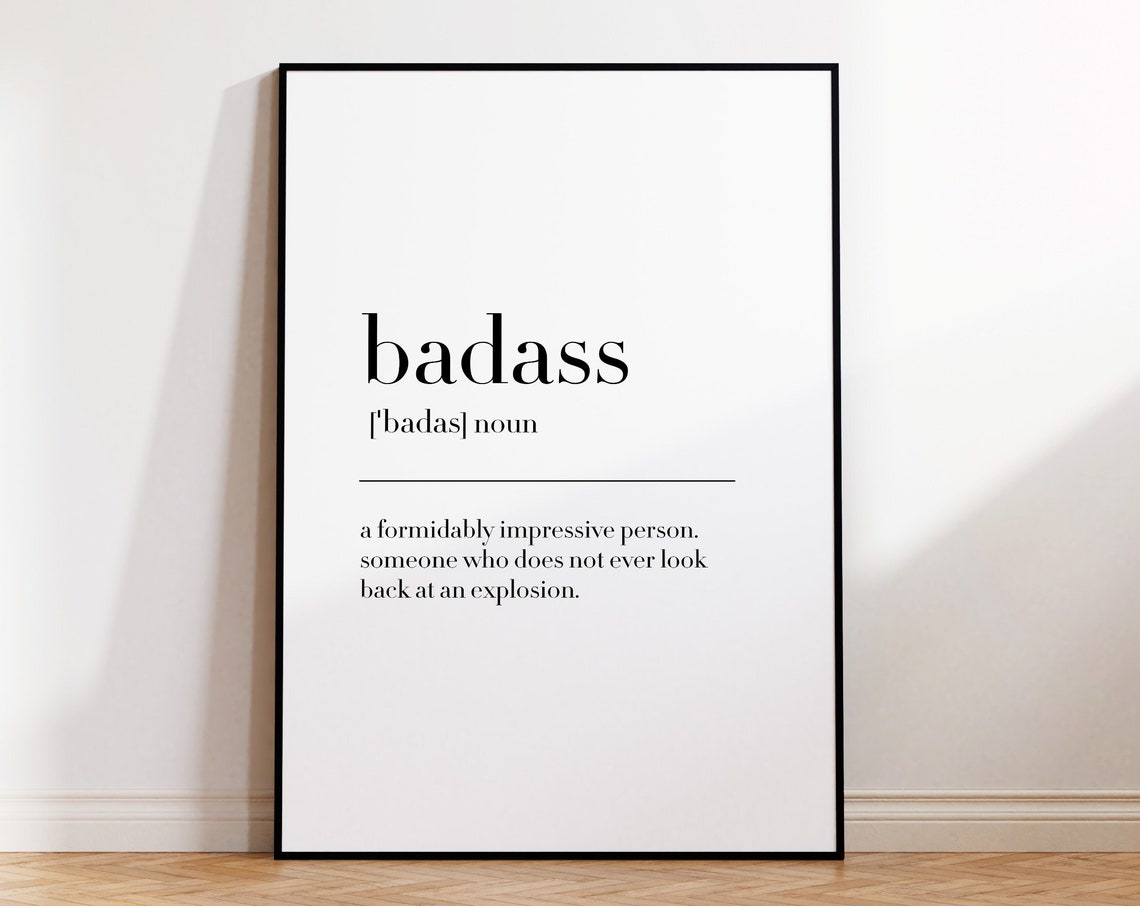 Badass Dictionary Definition Funny Noun Meaning Minimalist Print