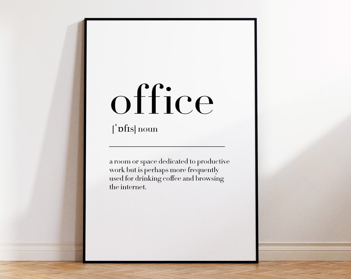 Office Definition Print Funny Noun Coffee Meaning Minimalist Poster