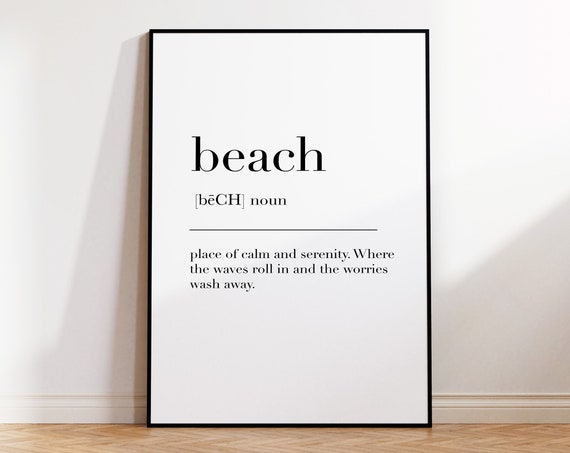 Beach Definition Print, Coastal Wall Art Poster