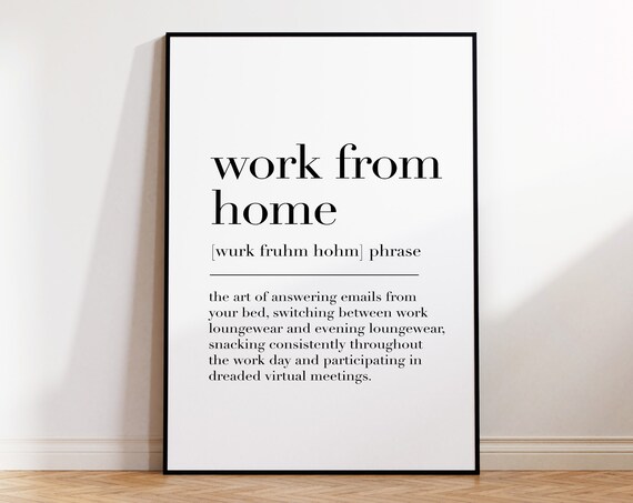 Work From Home Work From Home Print Work From Home Definition Home Office Sign Home Office Wall Decor Office Wall Art