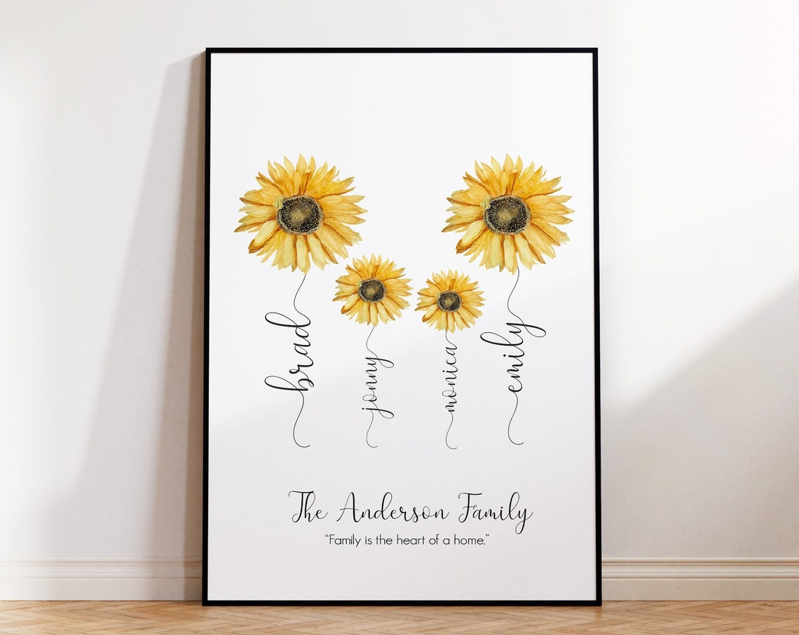 Personalized Sunflower Family Names Custom Gift Decor Wall Art Poster - Image 4