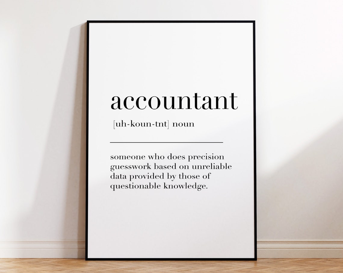 Accountant Definition Funny Dictionary Style Office Wall Art Poster