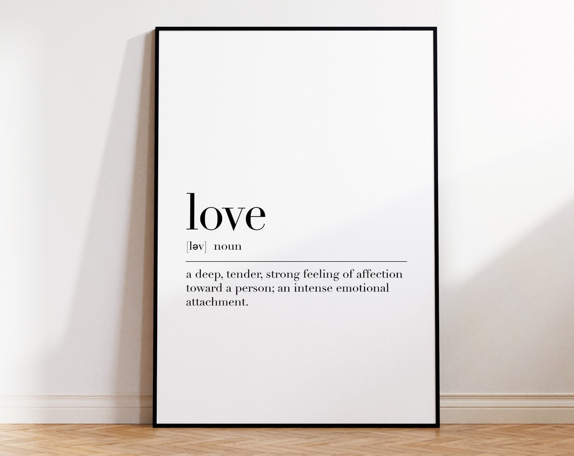 Love Dictionary Definition Romantic Quote Gift Minimalist Wall Art
