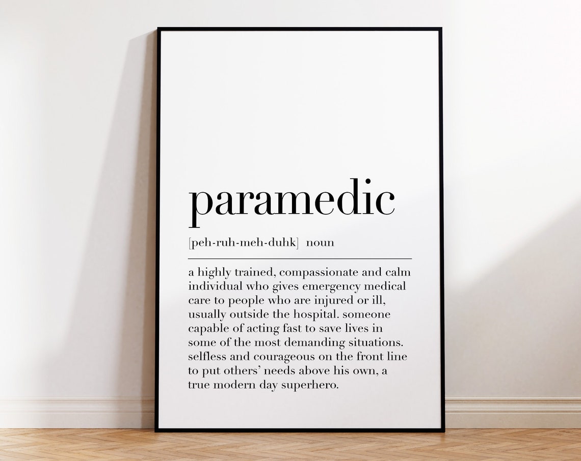 Paramedic Definition Hero Tribute Gift Dictionary Typography Poster - Image 4