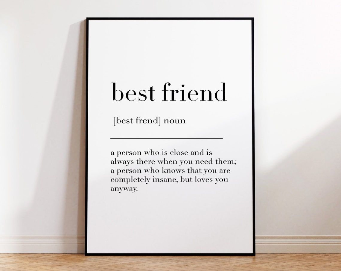 Best Friend Dictionary Definition Funny Friendship Quote Gift Poster