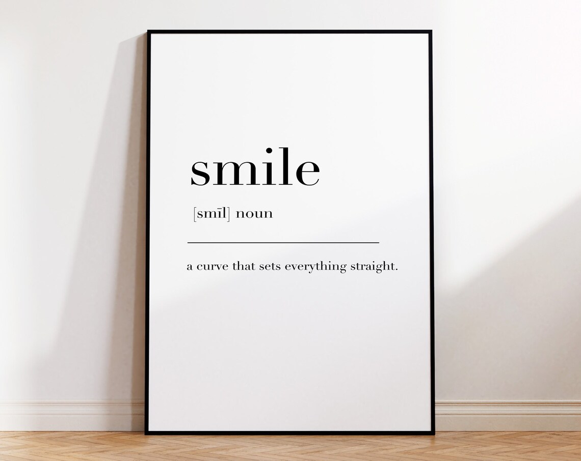 Smile Smile Print Smile Poster Smile Sign Smile Definition Print Smile Gift Smile Quote Smile Dictionary Art Print - Image 4