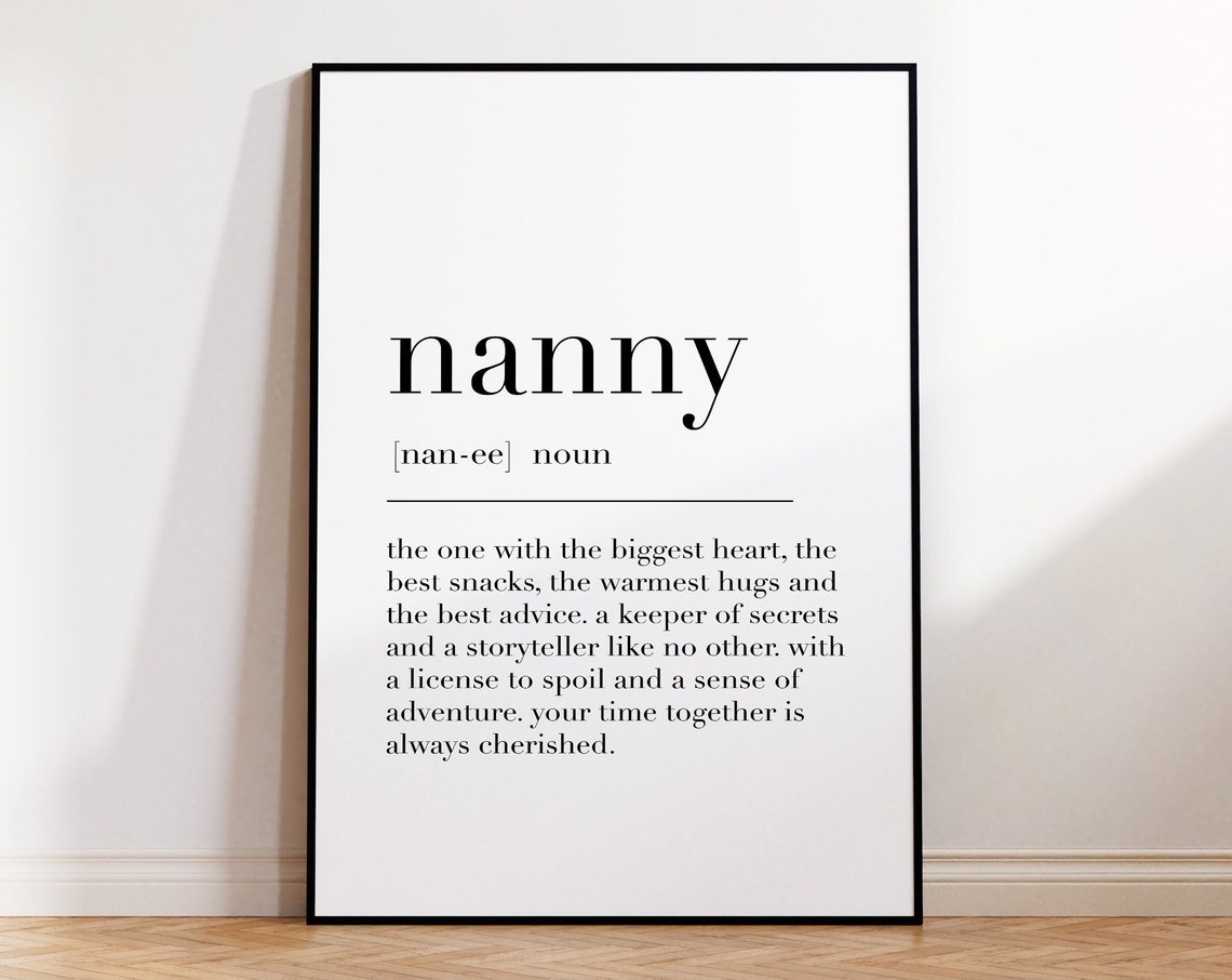 Nanny Definition Heartfelt Grandmother Gift Dictionary Word Poster - Image 4