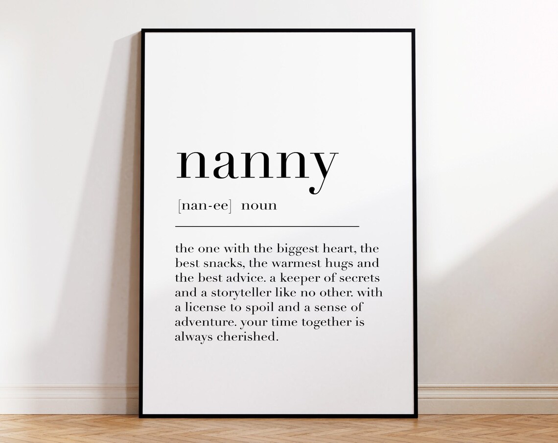 Nanny Definition Print Gifts For Nanny Nanny Print Mothers Day Print Home Prints Quote Print Wall Art Decor Poster - Image 4
