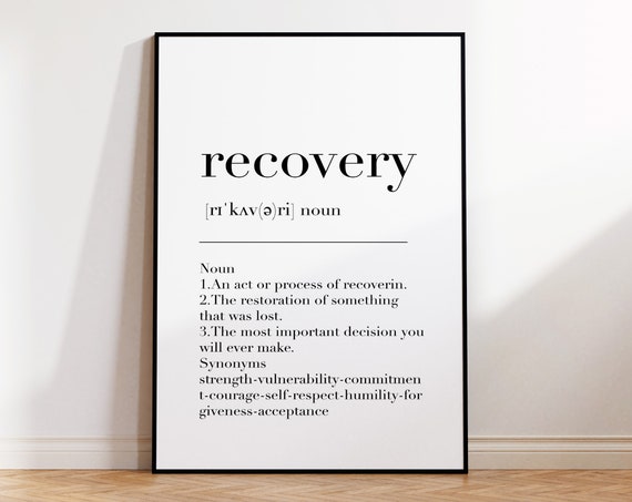 Recovery Definition Typography Art Print