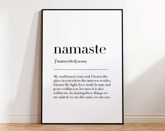 Namaste Definition Print Namaste Print Yoga Studio Decor Yoga Poster Meditation Print Namaste Art Print Yoga Print