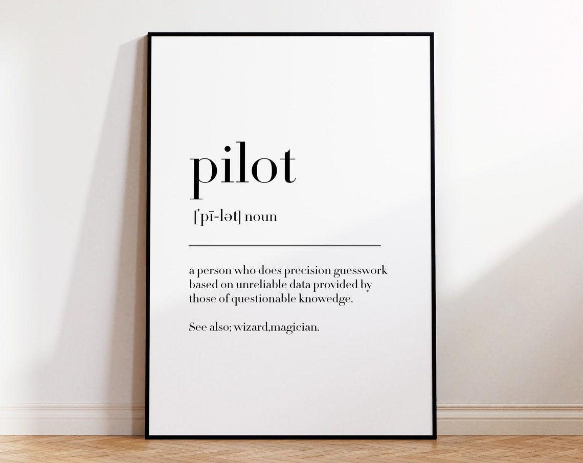 Pilot Dictionary Definition Noun Funny Aviation Gift Quote Print