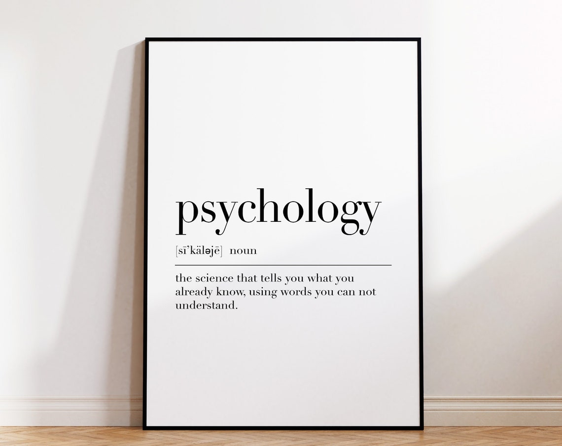 Psychology Definition Print Funny Noun Meaning Minimalist Poster