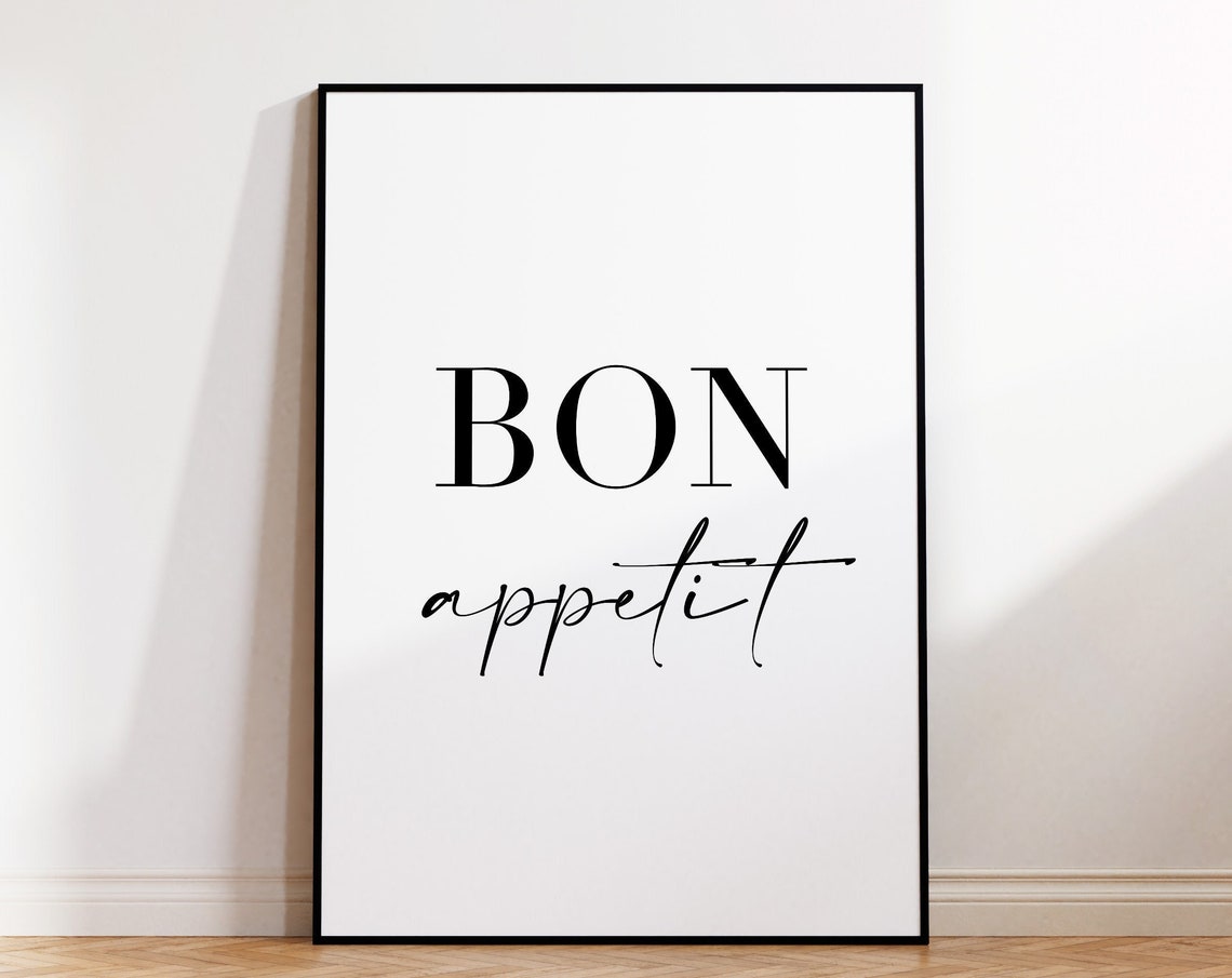 Bon Appetit Serif Script Kitchen Wall Art Typographic Quote Poster - Image 4