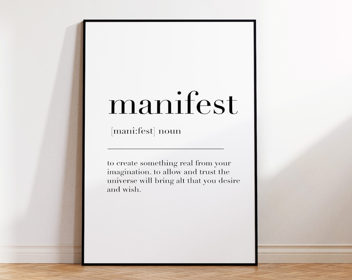 Manifest Dictionary Definition Motivational Quote Minimalist Poster