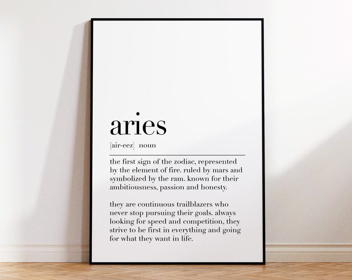 Aries Aries Poster Astrological Sign Aries Definition Print Zodiac Gifts Aries Quote Dictionary Poster Aries Funny Gifts