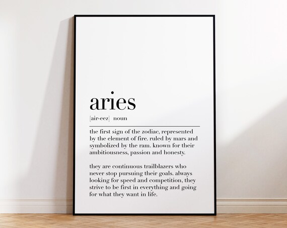 Aries Aries Poster Astrological Sign Aries Definition Print Zodiac Gifts Aries Quote Dictionary Poster Aries Funny Gifts