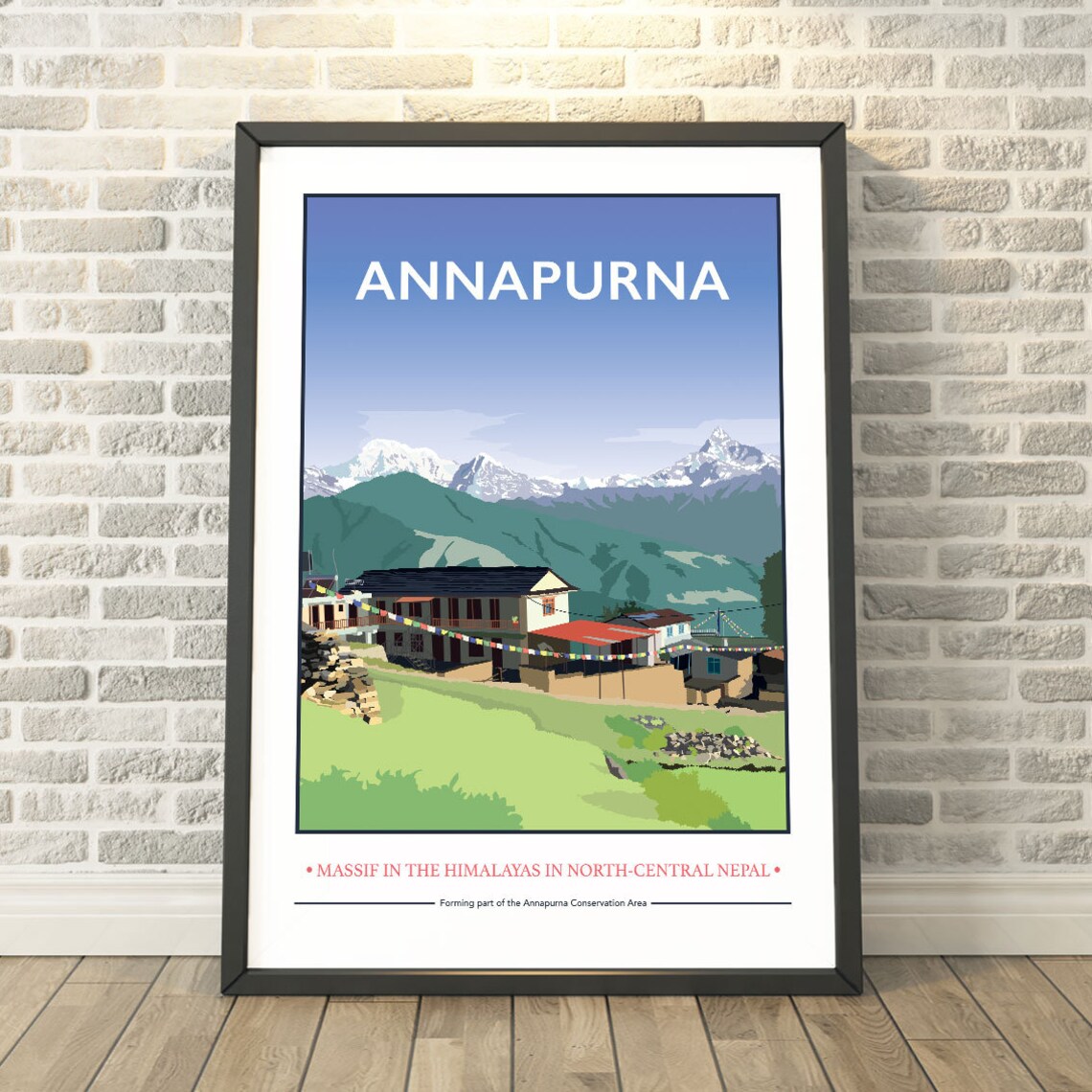 Annapurna Massif Nepal Travel Poster, Memory Print