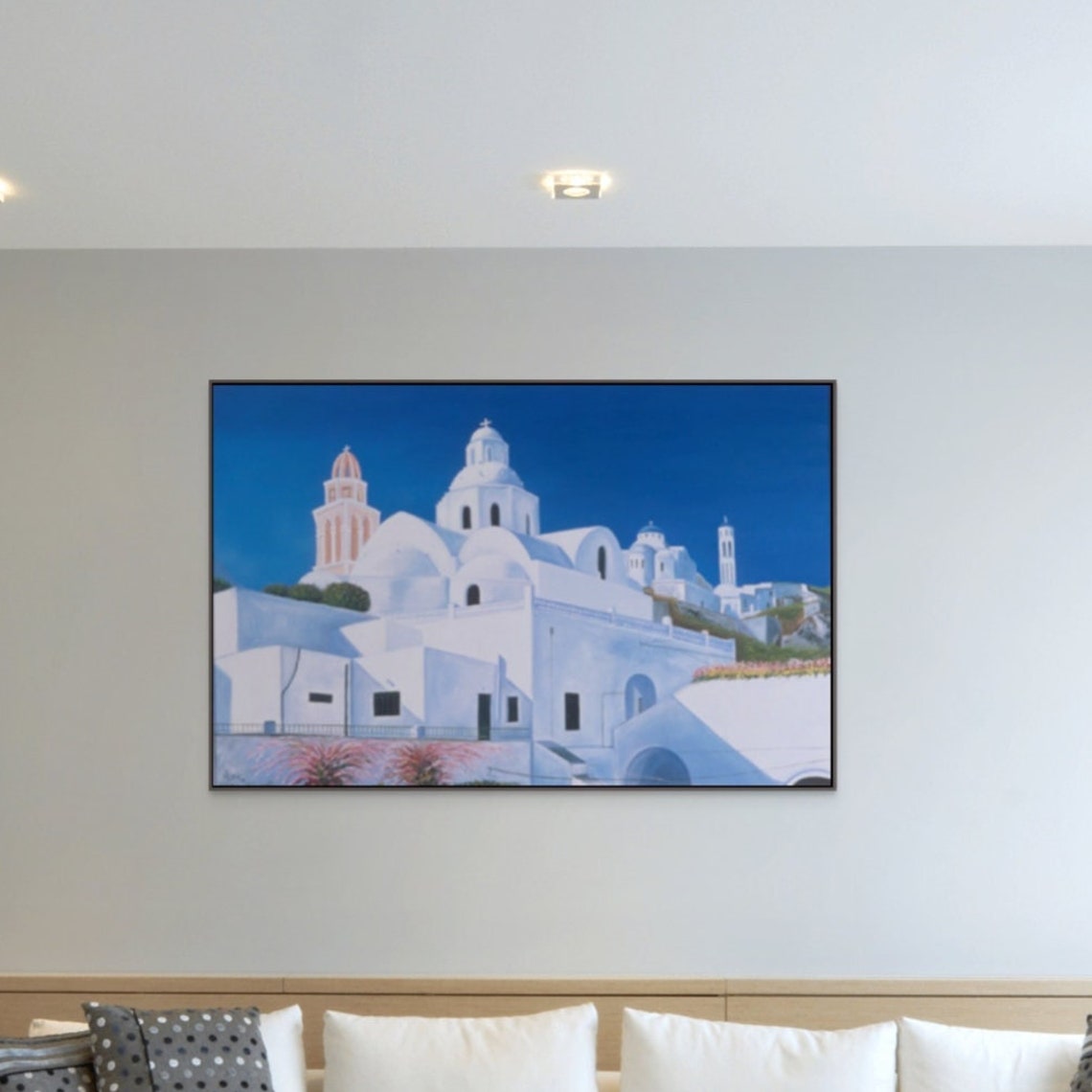 Santorini Greece Whitewashed Church Blue Dome Cycladic Poster - Image 5