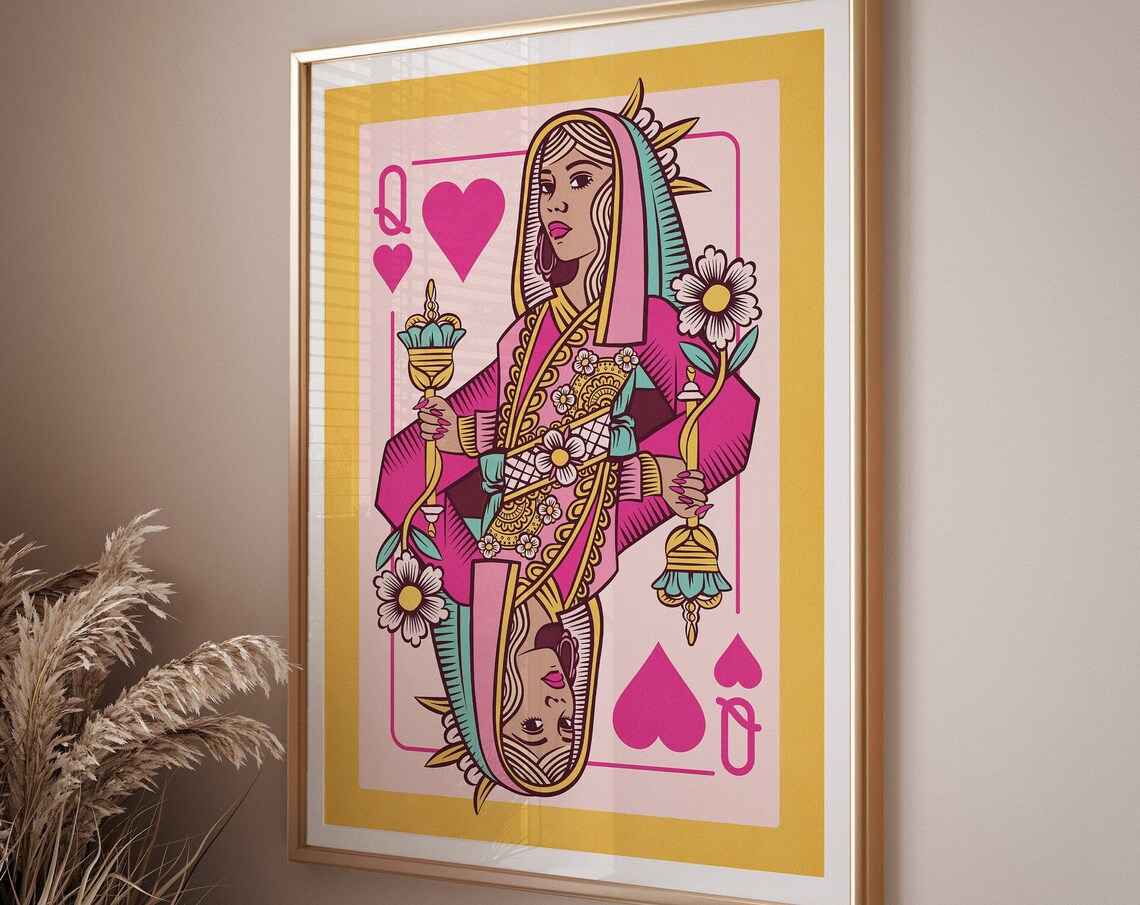 Queen Of Hearts Maximalist Poster, Funky Decor - Image 3